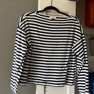 Universal Thread Black and White Striped 3/4 Sleeve Tee 100% Cotton
